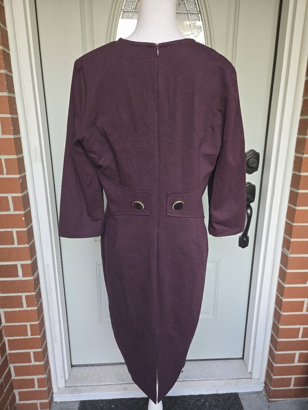 Jane Sadie Pencil Dress Damson - Picture 4 of 8